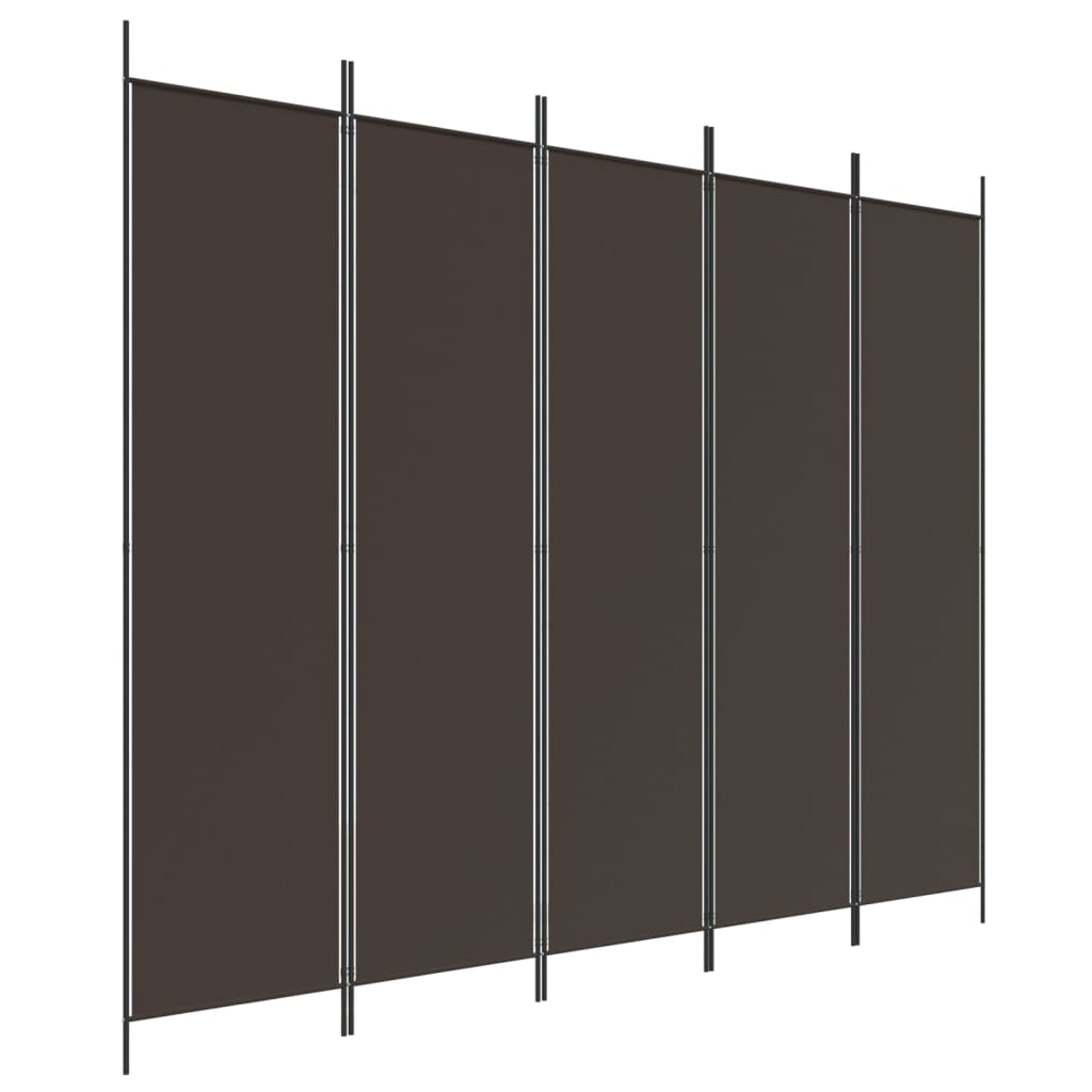 Vidaxl Parawan 5-Panelowy, Brązowy, 250X200 Cm, Tkanina