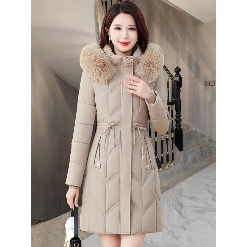 Down Cotton-padded Clothes Women's Medium and Long Models, New Fashion Slim-fitting Cotton-padded Jackets, Warm and Thickened Cotton-padded Jackets.