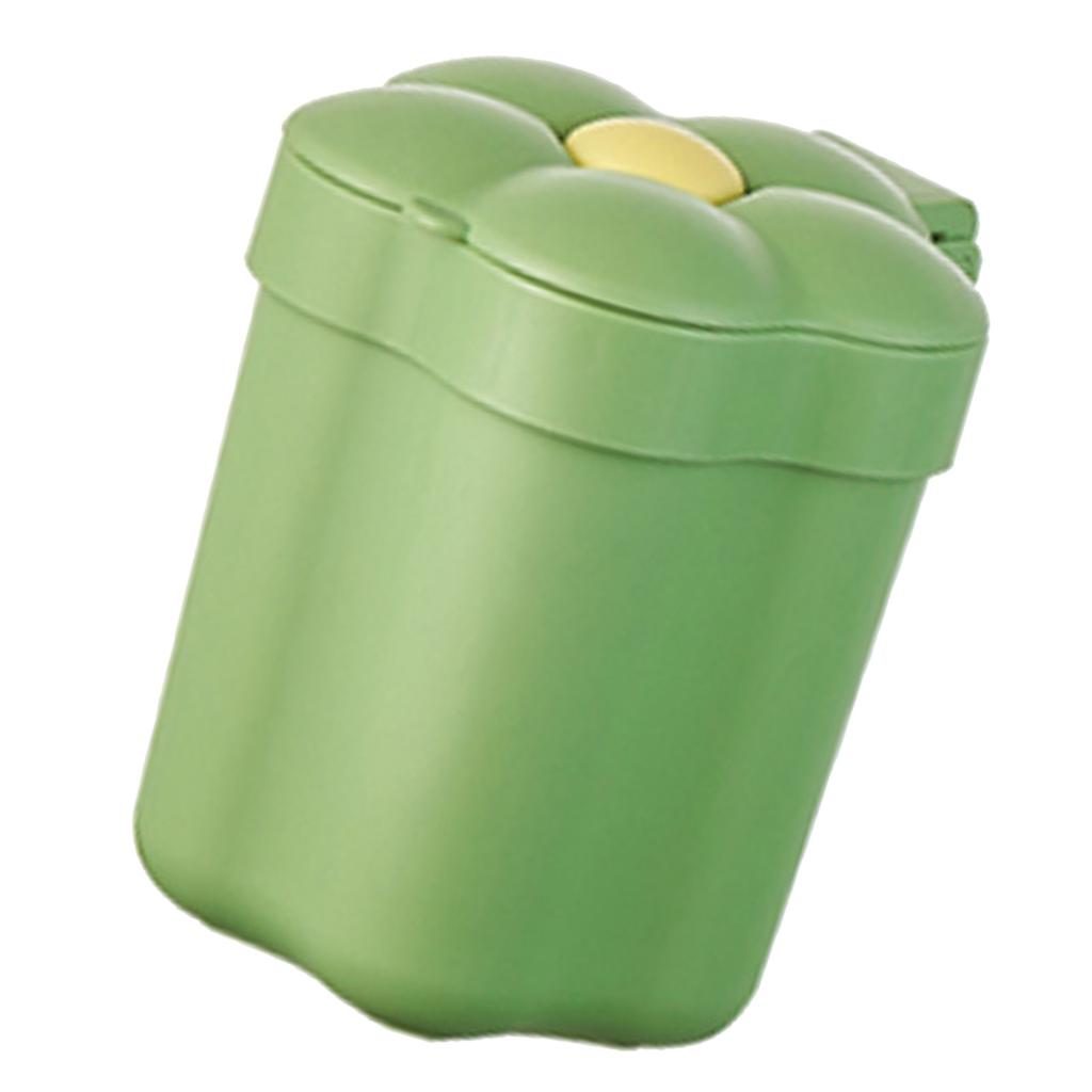 Schreibtischmülleimer mit Deckel Blumenform Kleiner Mülleimer Große Öffnung Aufbewahrung Papierkorb Grün
