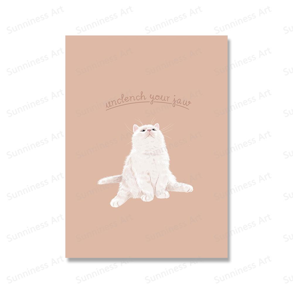 

Мультфильм забавный милый кот настенная живопись холст картины плакаты на скандинавскую тему и принт подарок любителю кошек настенные панно для гостиной домашний декор 21x30cm No Framed красный