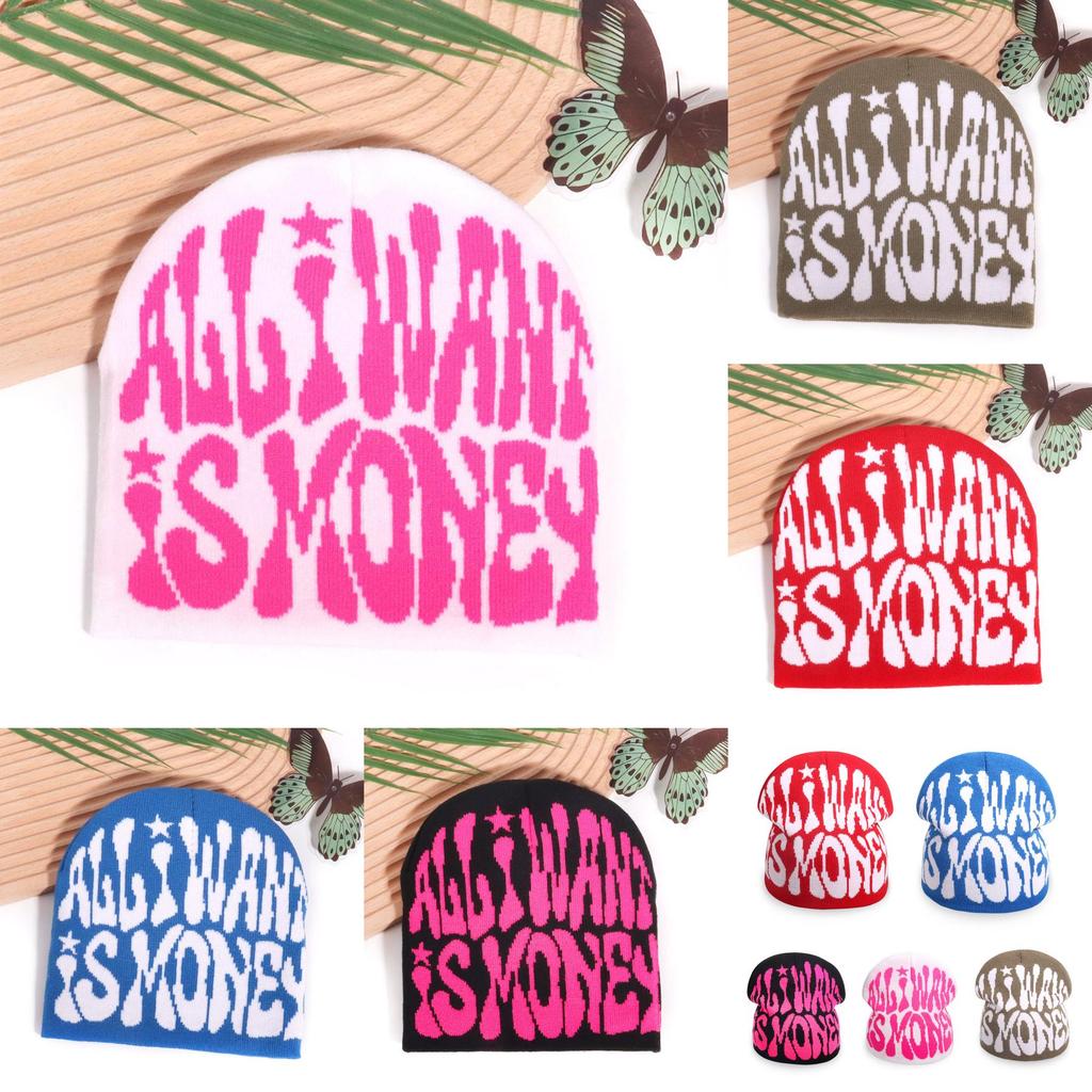 Unisex Acrylic Knit Hatwith Letter Embroidery For Fall Outdoor Activities