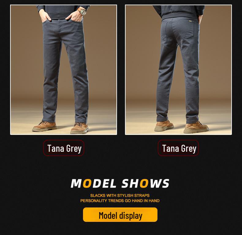 Herren 2025 Neue Herbst Slim Graue Freizeithose - High-End, Business Straight Fit, Plus Samt und Verdickt