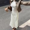 Elegant Högmidjad Prickig Fishtail Midi-kjol Dam Kontorschic Vardag Festkläder
