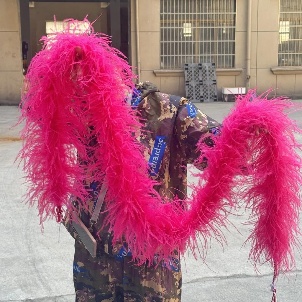 6/10 Layer Multicolor Ostrich Feather Boa 2Meters Fluffy Ostrich Plumes Shawl For Party Lady Dress Clothing Diy Decoration Scarf