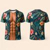 T-shirt Unisex 3D Finta Due Pezzi, Divertente Stampa Illusioni Addominali Scolpiti, Top a Manica Corta Tropicale Hawaiano da Spiaggia per Uomo Donna