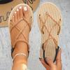 Women'S Fashion Woven -Toe Elastic Band New Flat Casual Sandals, Women Shoes