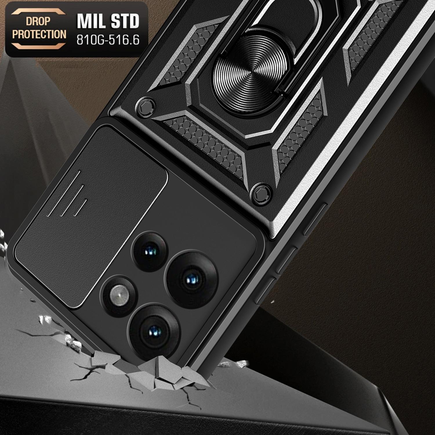 

For Motorola Edge 50 5G Case with Slide Camera Lid PC+TPU Kickstand Phone Cover Gold