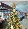 Three Dimensional Five Pointed Star Christmas Tree Top Gold Glitter Iron Decorations Christmas Window Scene Layout