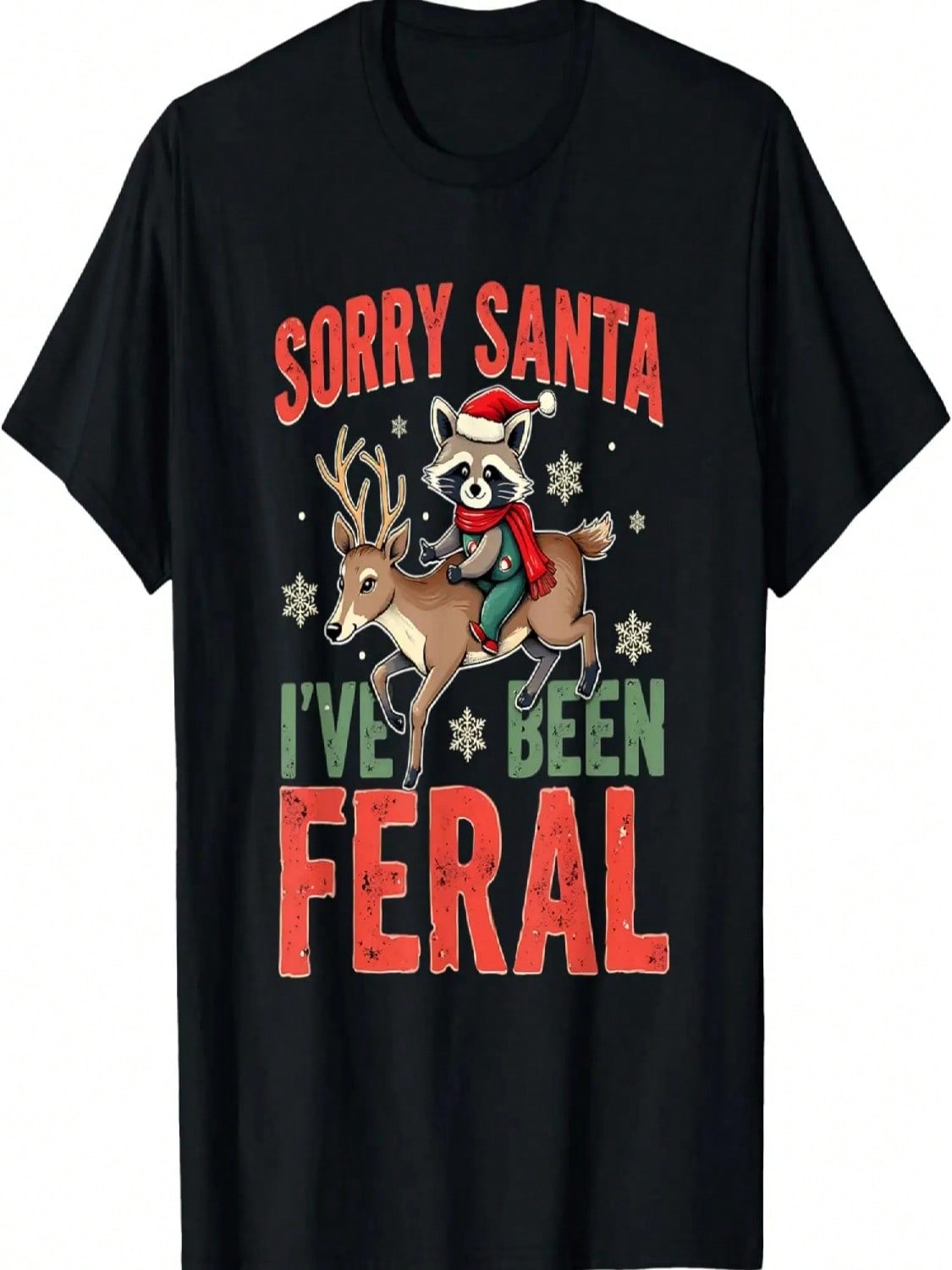 Sorry Santa I ve Been Funny Raccoon Christmas T-Shirt S