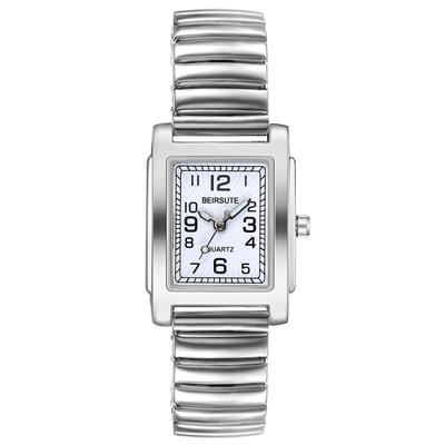 Popular and Stylish Women's Square Bracelet Watch with Elastic Strap, Analog Display, Waterproof, Silver, Perfect As a Gift for Birthdays,
