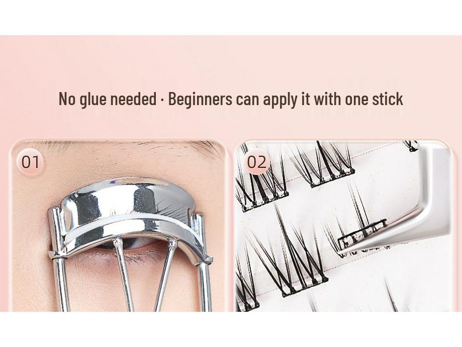 Natural Self-Adhesive Segment False Eyelashes - Sunflower Design for Women: Little Wild Cat Lower Lash Clusters