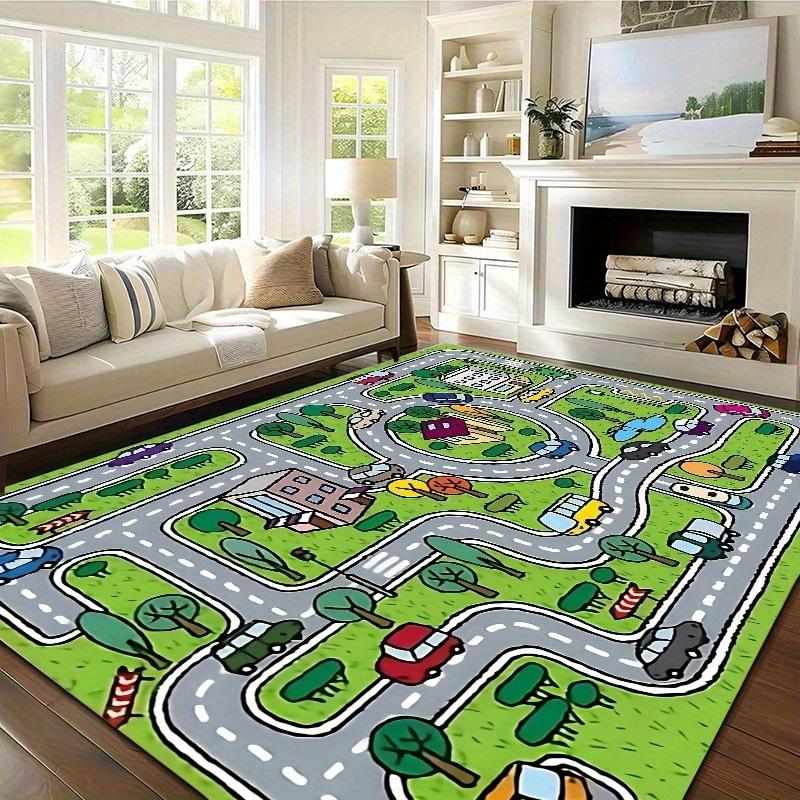 Kinder Rennstrecken Teppich Matte Teppich Cartoon Auto Design Heimdekoration für Wohnzimmer Spielzimmer mit START ZIEL Linie Heimteppiche
