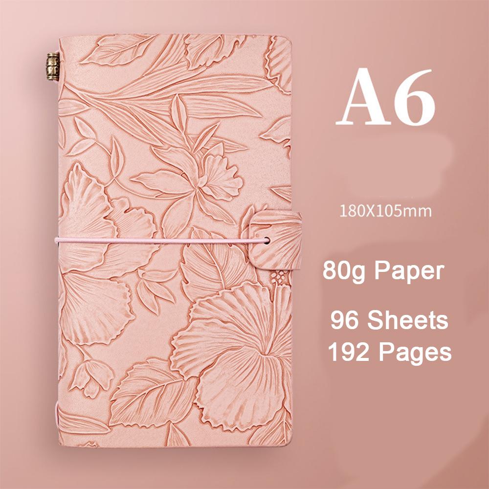 (Logo Can Be Engraved) A6 Student Printed Ledger, Leather Business Notebook with Strap, Notepad, Travel Diary, Portable Memo, Meeting Record Book