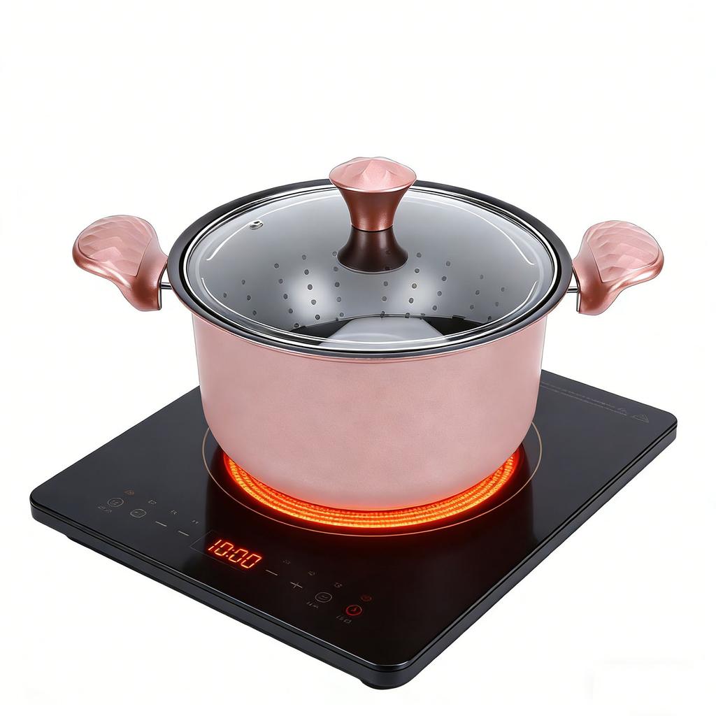 Stainless Steel Stock Pot Nonstick Cooking Soup Pot with Lid Ergonomic Handles for Induction Cooker Gas Stove