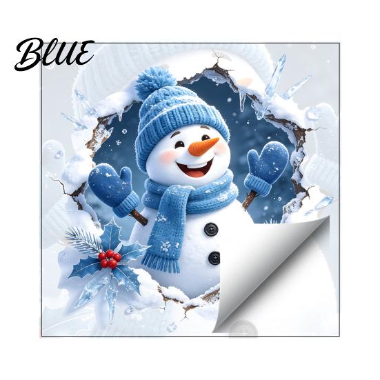 Easy Peel And Stick Decorations Christmas Snowman Toilet Stickers 3D Bathroom Wall Decals Holiday Glass Door Stickers Waterproof PVC Window