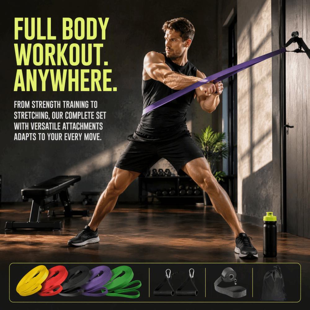 9pcs Long Lasting Use Resistance Bands Set Yoga Stretching Bands Strength Training
