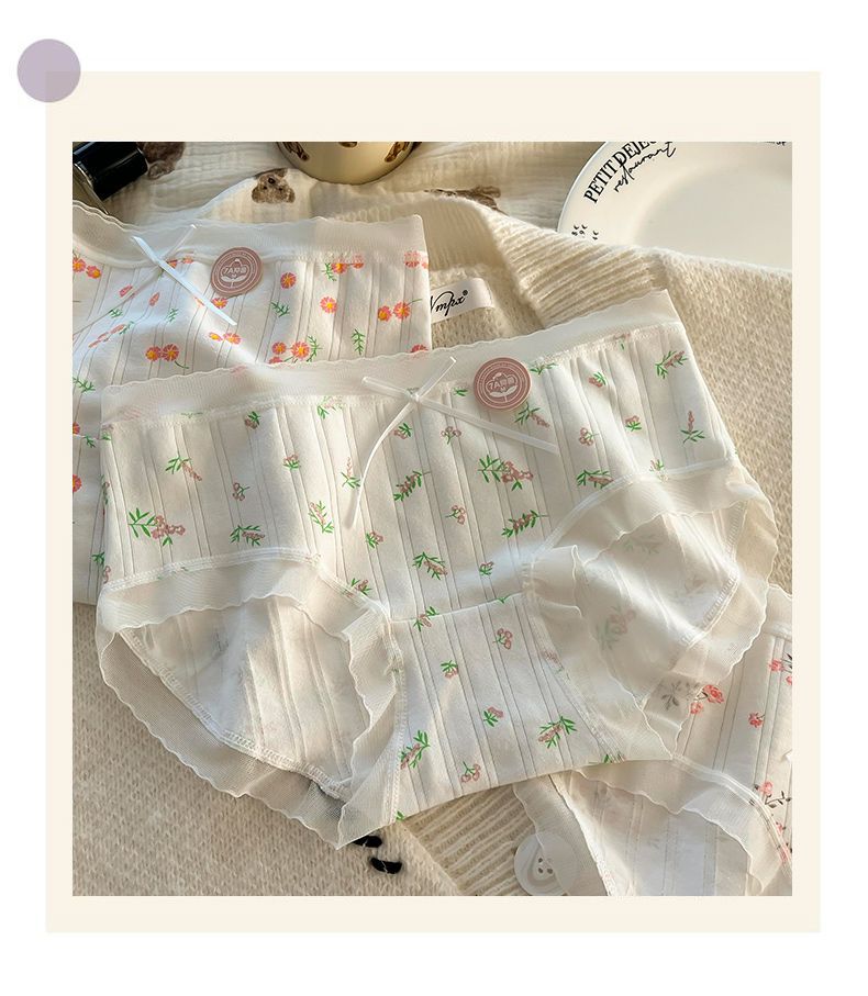 

Антибактериальные хлопковые трусики с цветочными узорами, дышащая поясная сумка, хипстеры, женские трусики One size