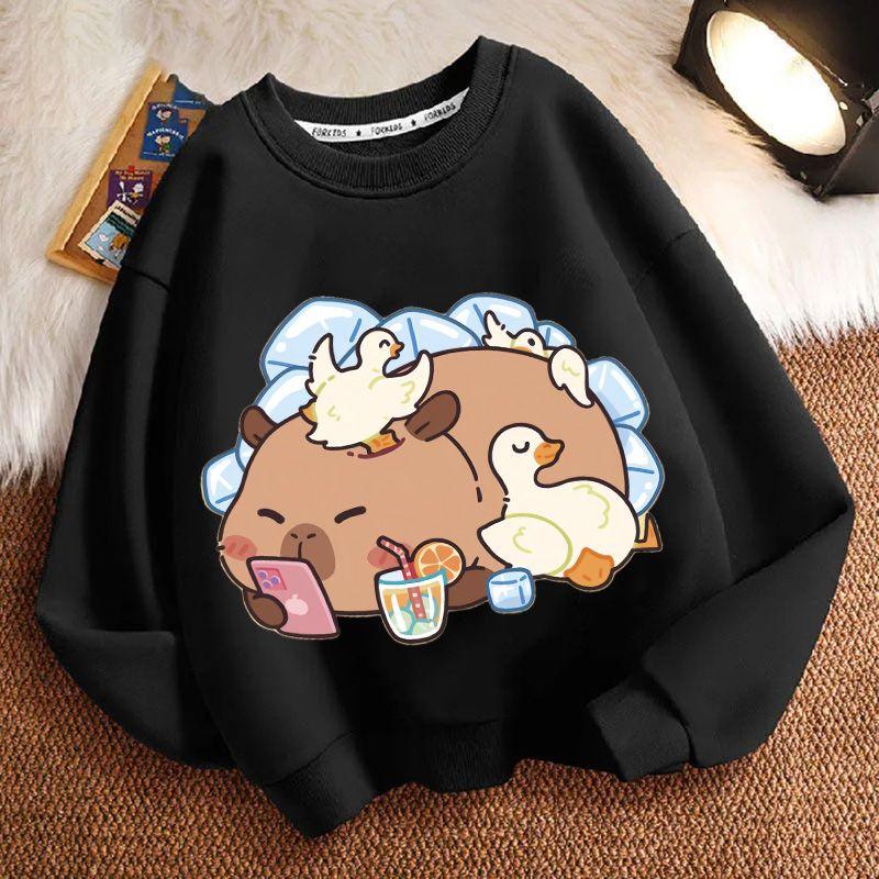Niedlicher Capybara-Hoodie für Kinder, lässige langärmlige Jacke für Jungen und Mädchen Frühling und Herbst
