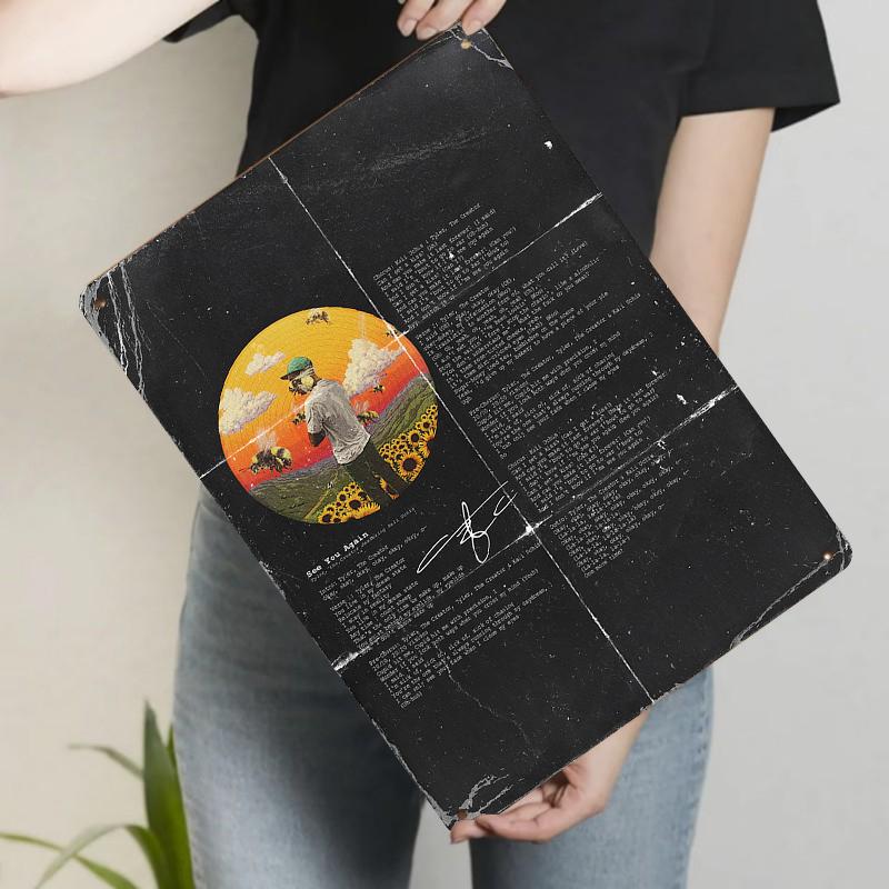 

Tyler The Creator See You Again Lyrics Metal Poster Custom Album Cover Art Decor for Music Fans 20x30cm（7.8x11.8inch）