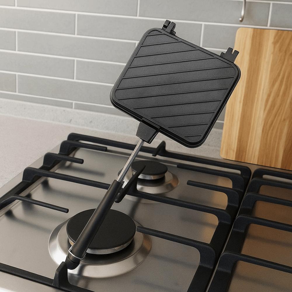 Non-stick Sandwich Maker Aluminum Breakfast Machine Double Sided Frying Pan  Camping
