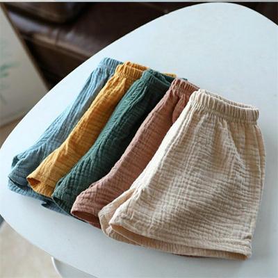 Cotton Linen Kids Girls Shorts Solid Color Summer Boys Five-point Pants for Children's Baby Clothing