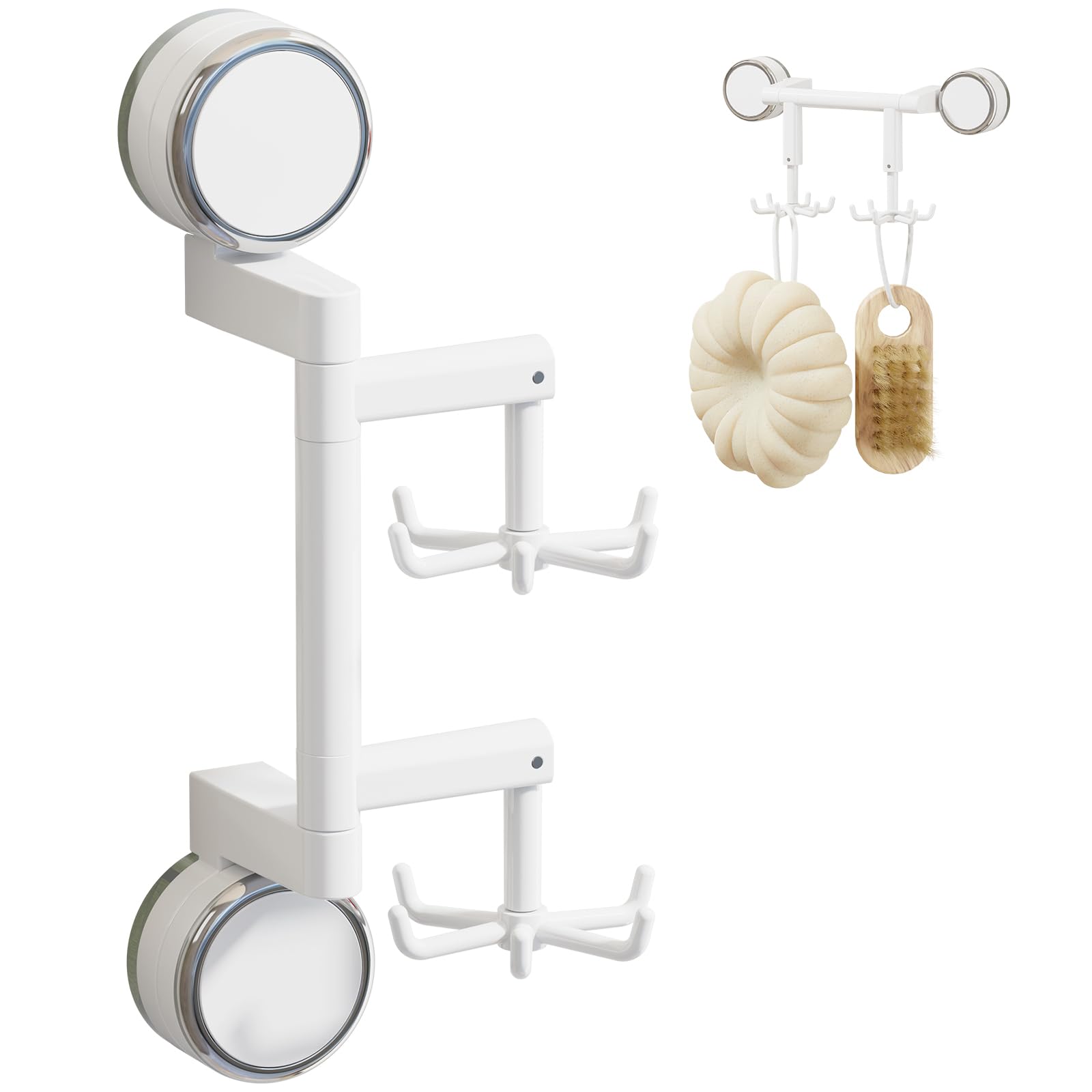 

Swioled Kitchen Tool Strong Suction Rack for and Bath Utensil and Mounts or Under a Wall Floating White Hooks, Cups, Wall-Mounted, 360° Rotating, белый