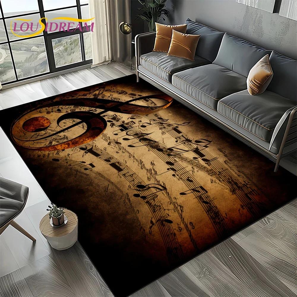Dream Note Music Colorful Musical Score Cartoon Carpet Rug for Living Room Bedroom Home Sofa Decoration,Kid Non-slip Floor Mat