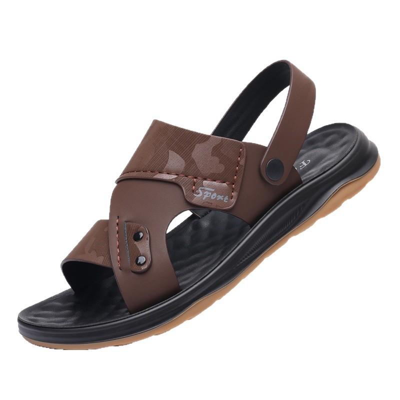 Men's beach shoes 2025 summer men's trend soft-soled casual cool slippers driving leather sandals