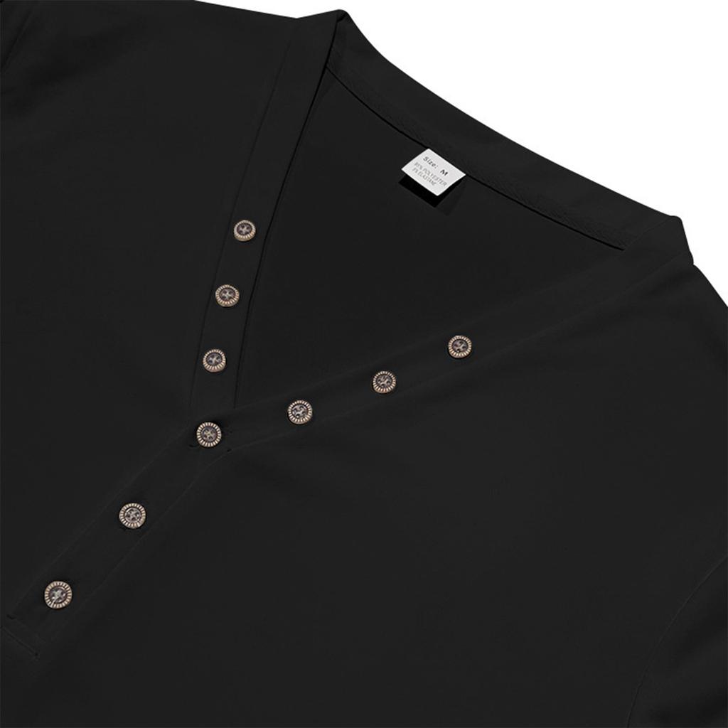 Herren Farb-Dünn Langarm T-Shirt Lässig Basis Schlank Knopf V-Ausschnitt Strickjacke