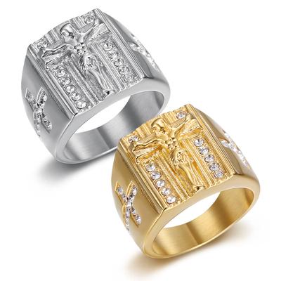 New Personalized and Fashionable Men's Ring with Popular Diamond Studded YS Cross Ring