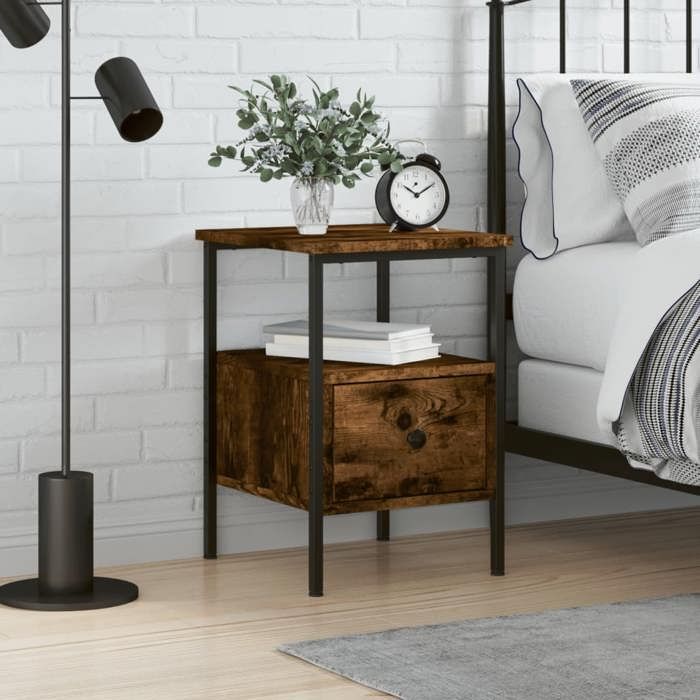 VidaXL Bedside Table Smoked Oak 34x36x50 Cm Engineered Wood 826047