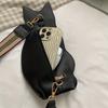 Stylish Black Cat Crossbody Bag  Ladies Chest Bag  Large Capacity PU Leather Purse Retro Animal Design Cute Cartoon Shoulder Bag