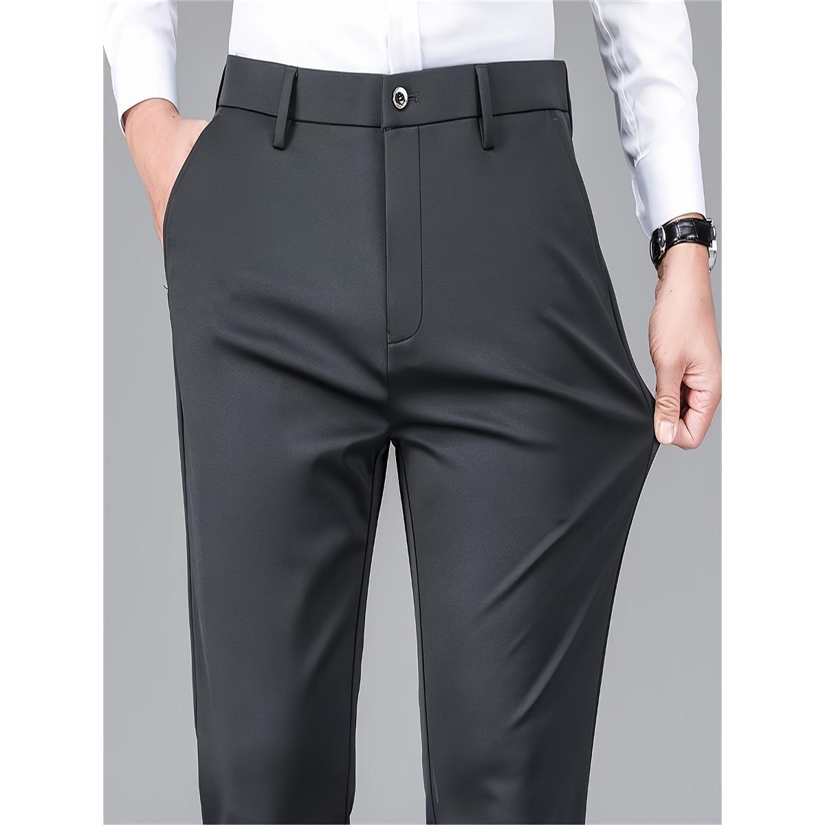 

Мужские легкие брюки в стиле business casual - Однотонные офисные брюки средней посадки, застежка на пуговицы, универсальная профессиональная одежда, минималистичный дизайн 40