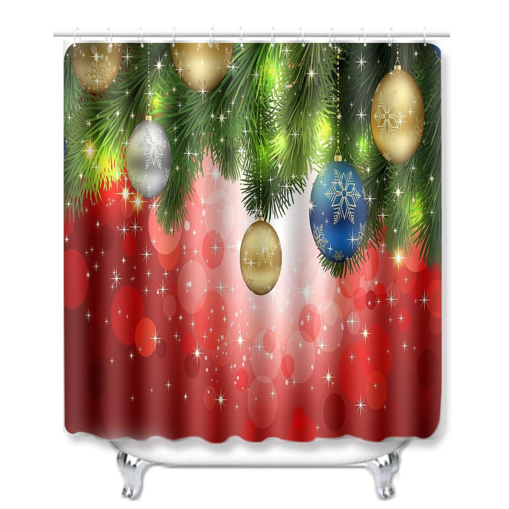 Christmas Bathroom Shower Curtain Four-Piece Floor Mat Toilet Non-Slip Door Mat Bedroom Living Room Absorbent Carpet
