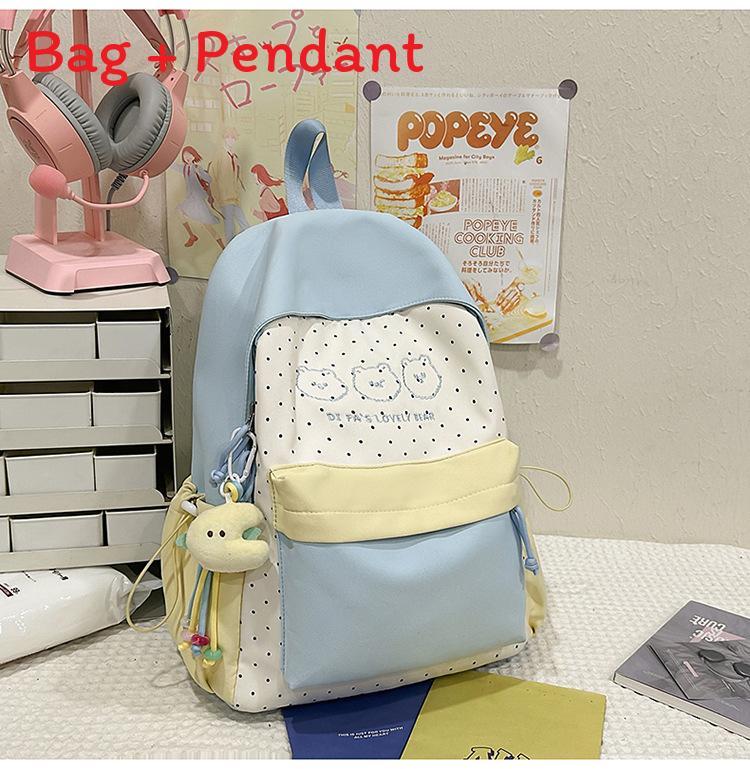 Youth Campus Backpack Nylon Girls School Bag With Padded Straps For Travel And Study