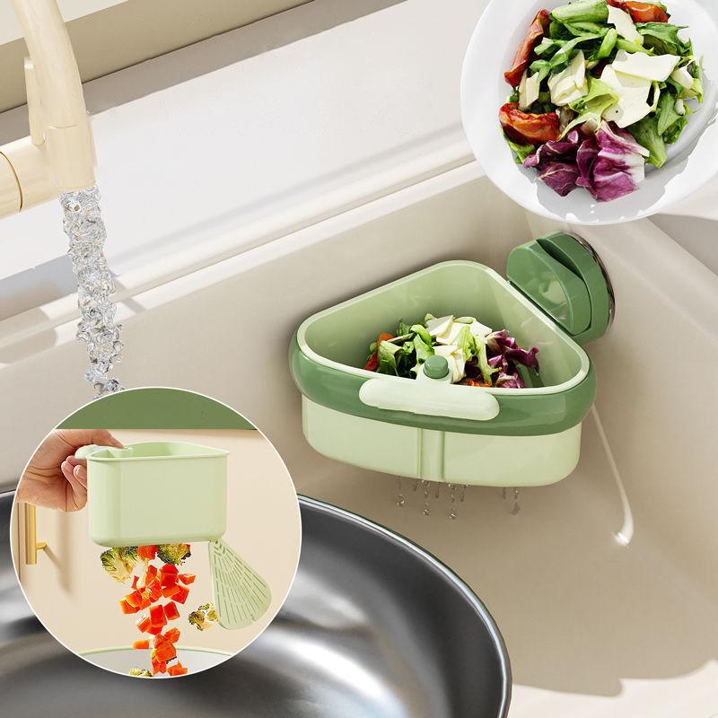 Sink Strainer Basket,Suction Cup Press Sink Drainer Basket,Automatic Dumping Sink Strainer Basket,Faucet Sponge Storage Rack