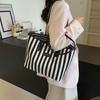 Chic Fashionable Striped Canvas Tote Bag 2024 New Large Capacity Handbag For Women