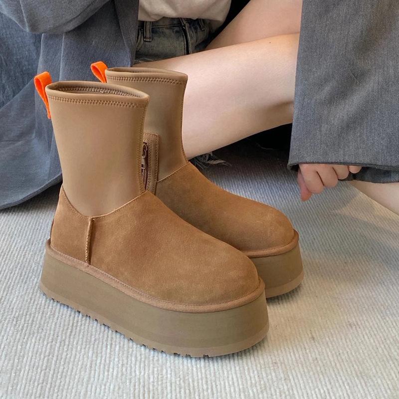 

Song Yanfei has the same fur integrated snow boots, winter women s 2025 new heightened thick-soled elastic short boots look thin 35