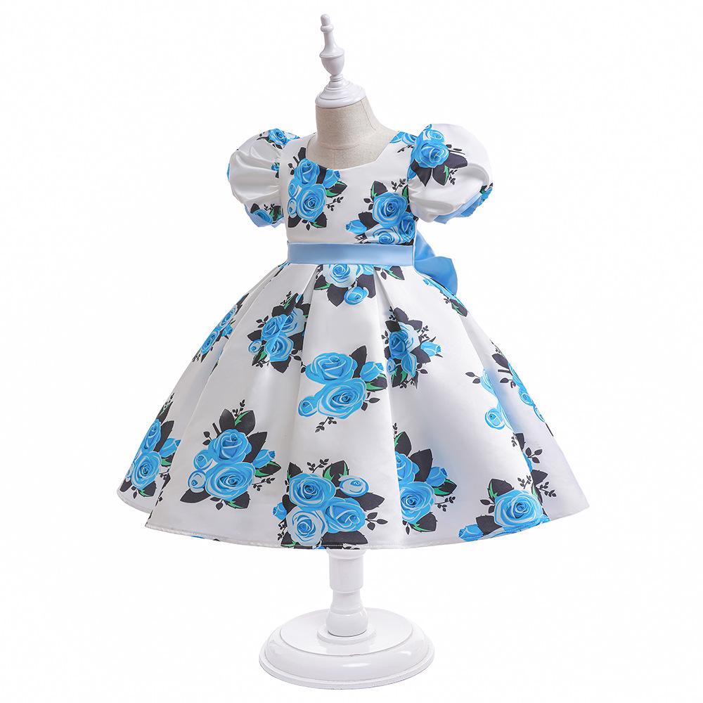 

Stylish Puffy Sleeve Formal Dress for Older Children 150cm небо синє кольору