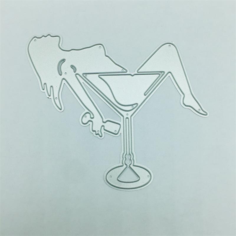 The Girl In the Cocktail Glass Metal Steel Cutting Dies Stencils Scrapbooking Craft Die 3D DIY Festival Card Making