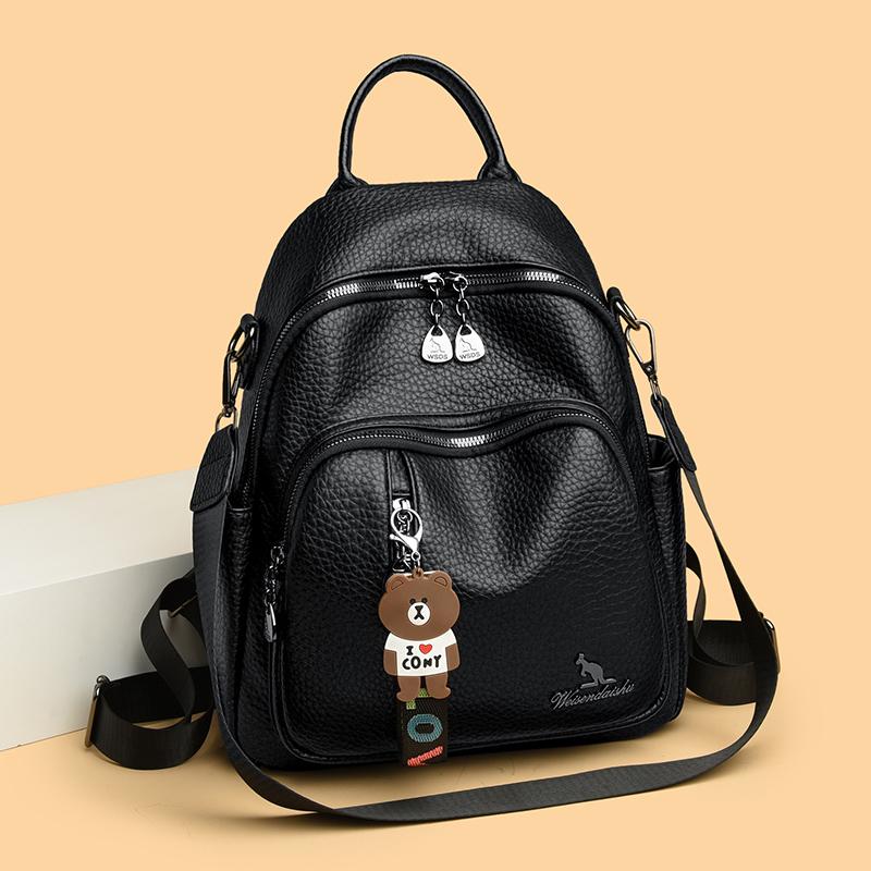 Women's Backpack High Quality Soft Leather Travel Bagpack Casual Ladies Multi-functial Shoulder Bag School Bags For Girls Sac