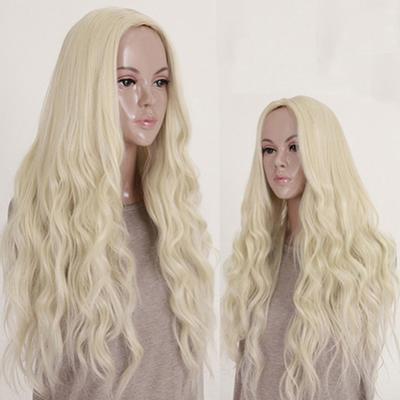 Peluca llena rizada ondulada rubia larga de las mujeres estilo de pelo de la princesa del partido de Cosplay