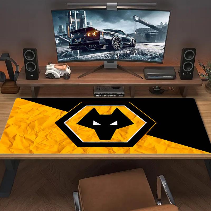 Wolves FC Farbiges Mauspads Großes Gaming Tischkissen Rutschfeste Laptop Tablet Großes Mauspads XXL Matte Mini PC Spielmatte Mit Verriegeltem Rand