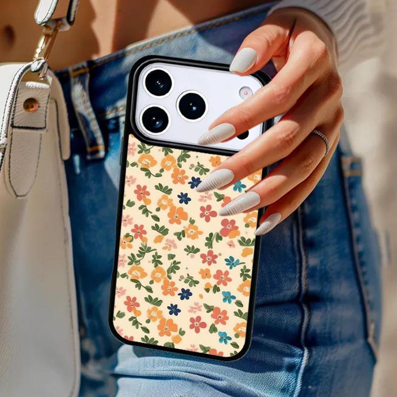 Vintage Flower Phone Case For iPhone 17 Air 14 15 13 12 Max Cover For Apple 16e 11 Pro Max Plus Coque
