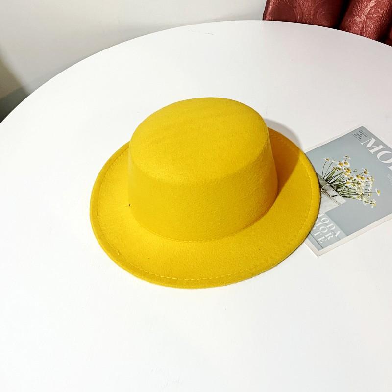 British Black Woolen Hat Men's Fashion Trendy Casual Versatile Stage Hat Men's Performance Flat Top Hat Women