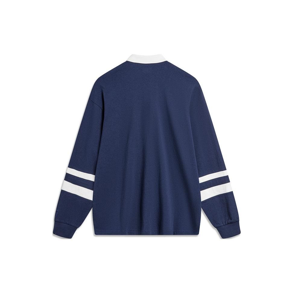 Li Ning Sportmode Serie Buchstabenaufdruck Lässiges Poloshirt Unisex Poloshirts Tiefmarineblau AWDU787-2