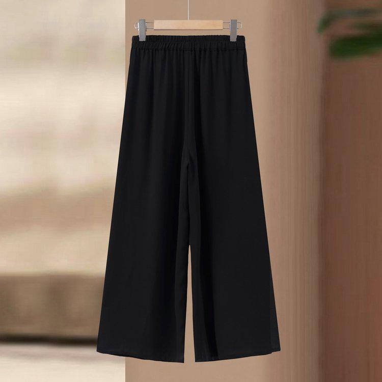 

High-Waisted Wide-Leg Plus-Size Casual Pants for Mature Women 3XL чёрный