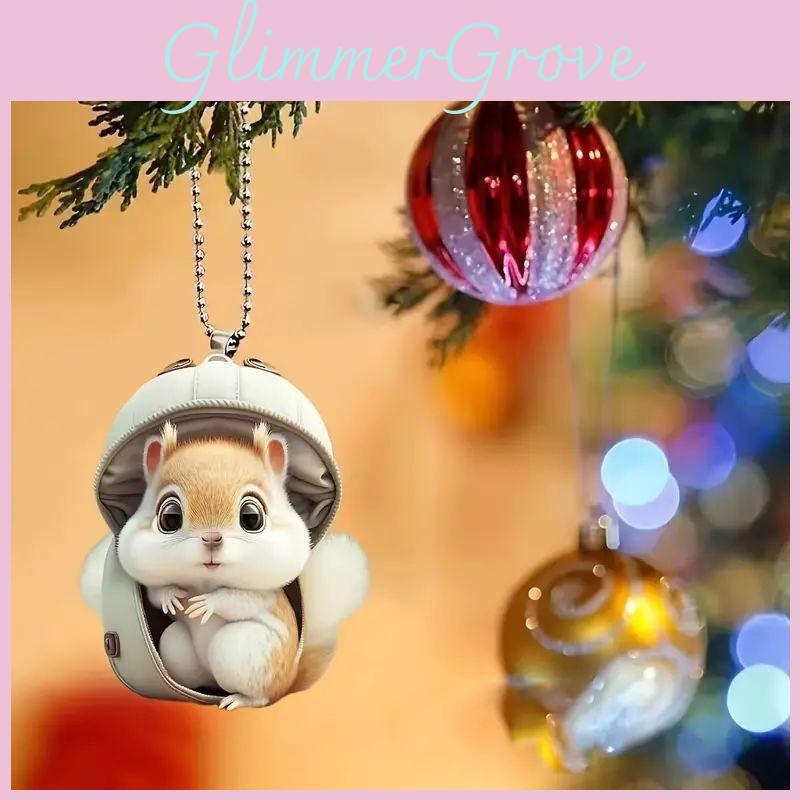 Car Interior Squirrel Decor Acrylic Pendant Christmas Tree Ornament Vehicles