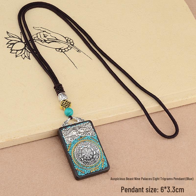 Ebony Tangka Necklace with Ethnic Na Fu Pendant - Buddha Amulet for Men & Women