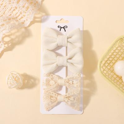 4 szt. Nowe jednokolorowe koronkowe spinki do włosów dla dziewczynek Ręcznie robione aksamitne kokardki Dziecięce wsuwki Słodkie ozdoby do włosów Akcesoria do włosów dla dzieci Prezenty